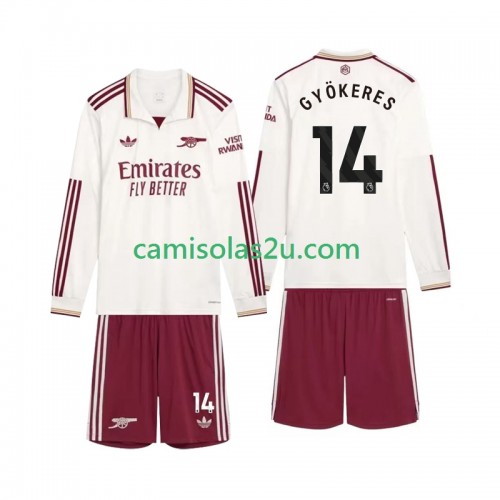 Camisolas de futebol Arsenal Gyokeres 14 Criança Equipamento 3ª 2025/26 Manga Comprida Camisolas de futebol Arsenal Gyokeres 14 Criança Equipamento 3ª 2025/26 Manga Comprida